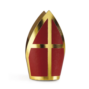 [62230077] MITRE ST-NICOLAS KRAFT ROUGE  D8/11,5H18CM