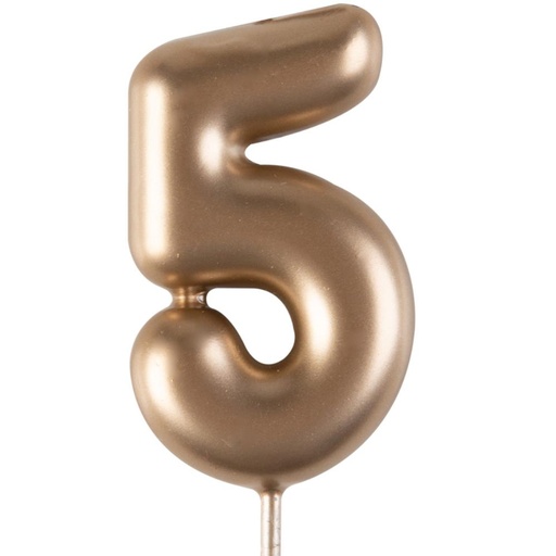 [08063106] 1023845 GOLD NUMBER CANDLE "5" 4CM 12 PCES***S/CD***