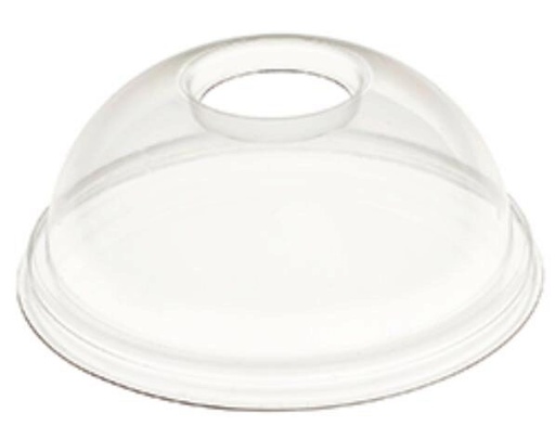 [25101148] COUVERCLE PET DOME TRANSP DIAM 95MM AVEC TROU PAQUET DE 100 PCES