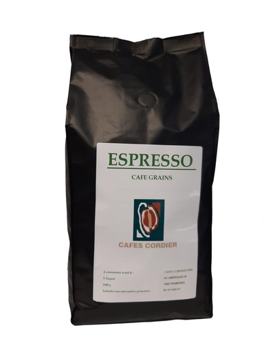 [01050338] CAFE CORDIER GREEN ESPRESSO COFFEE BEANS 1KG