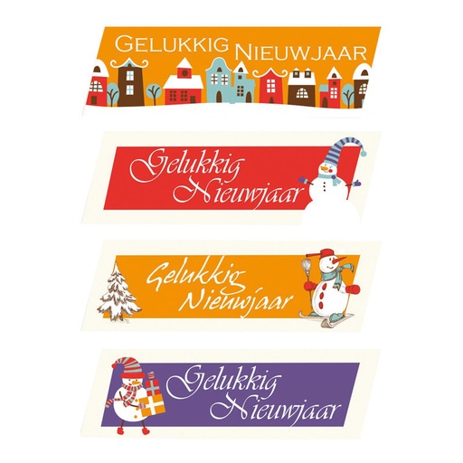 [08030449] 1053214 PARALLÉLOGRAMME GELUKKIG NIEUWJAAR 7 X 2,3 CM 70PCES ***S/CDE***