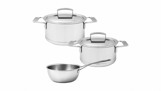 [57663445] DEMEYERE SILVER 7 SET 3 STUKS STOOFPOT 18CM++ 20CM 3L + SAUTEPAN 20CM 2L