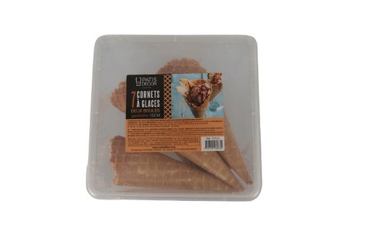 [08075537] CORNET GAUFRETTE  2 BOULES 16 CM 7PCES