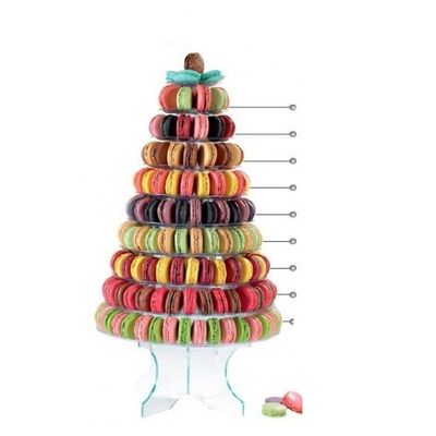 [08039220] MACARON PIRAMIDE NM TRANSPARANTE VERSIE 10 UITNEEMBARE SCHALEN HT46CM DIAM.33CM +-237 MACARONS