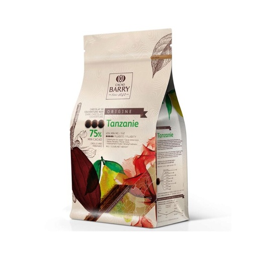 [03070518] BARRY CHD-Q75TAZ-E1-U68 TANZANIE DONKERE CALLETS 75%  KARTON VAN 6 ZAKKEN X 1KG = KG