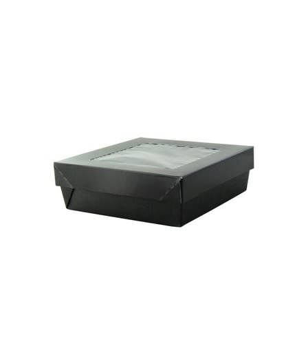 [25101075] BOITE CARREE NOIRE 155X155X50 AVEC COUVERCLE A   FENETRE 25PCES