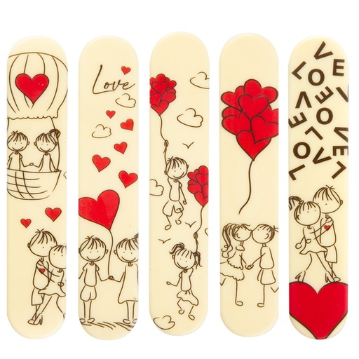 [08054570] 2068049 PLAQUETTE ECLAIR SAINT VALENTIN 15X3CM  CHOCOLAT 35 PCES