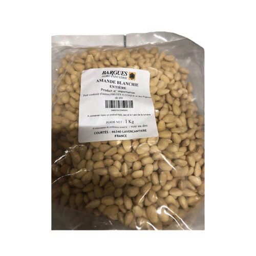 [01020018] WHOLE WHITE ALMONDS BARGES 1KG