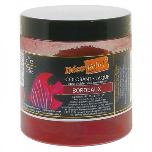 [54300562] POEDER LAK BORDEAUX KLEURSTOF VOOR CHOCOLADE 100GR