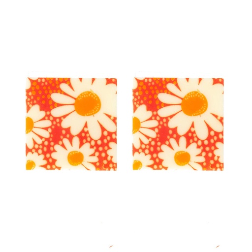 [08054022] 2034462 PLAQUETTE ROUGE AVEC MARGUERITE CARRE CHOCOLAT 3X3CM 220 PCES ***S/CD***