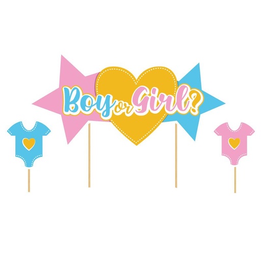 [08075562] CAKE TOPPER FILLE OU GARCON 3PCES