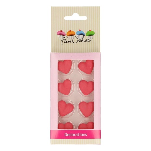 [08053265] FUNCAKES RED SUGAR HEART DECORATION 2CM 8 PCES