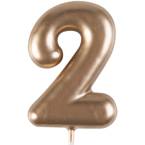 [08063103] 1023842 GOLD NUMBER CANDLE "2" 4CM 12 PCES***S/CD***