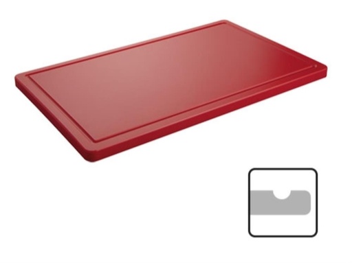 [50706120] CATERCHEF PLANCHE POLY ROUGE 40X25X2CM A/RIGOLE