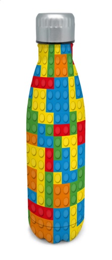 [60250851] NERTHUS RVS FLES 500ML "MULTICOLOR BLOKJES" DUBBELWANDIG