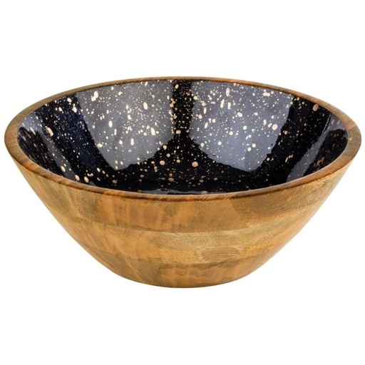 [60252101] APS SALADEKOM 30CM 3.0L MANGO HOUT/EPOXY HARS ZWART-GOUD