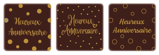 [08054904] 67007 VIERKANT HEUREUX ANNIVERSAIRE 5X5CM 75PCS ***OP/ORDER***