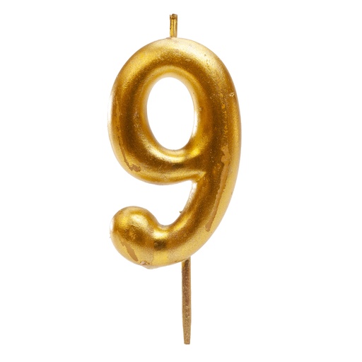 [08041599] BOUGIE CHIFFRE OR N°9 5,5CM