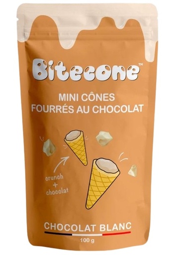[08055550] BITECONE MINI CONE FILLED WITH 30% WHITE CHOCOLATE 100GR