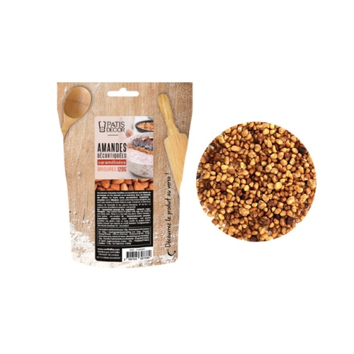 [08075319] PATISDECOR GEKARAMELISEERDE AMANDELCHIPS 120GR