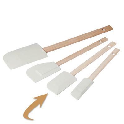 [57659392] SPATULE MARYSE CAOUTCHOUC 24X3.2CM MANCHE BOIS ETROITE VIDE BOUTEILLES