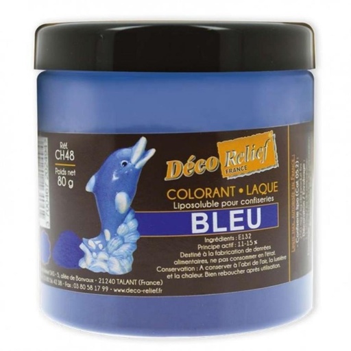 [70409306] BLAUW POEDER LAK KLEURSTOF VOOR CHOCOLADE 80GR =POT