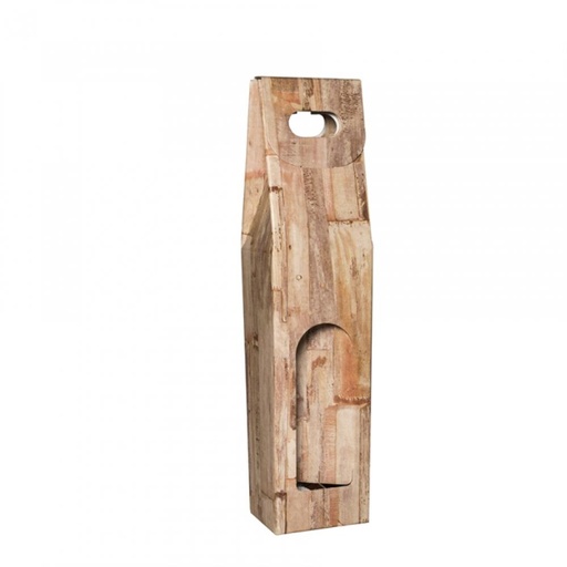 [61500549] BOITE "WOOD" EN CARTON IMPRIME  POUR 1 BOUTEILLEH/38.5CM
