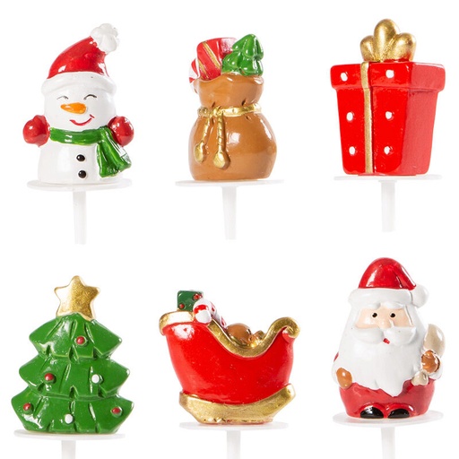 [08082134] 1015297 FIGURINE DE NOEL SUR PIC BH NEIGE/CADEAU/SAPIN/TRAINEAU/PÈRE NOEL 60 PCES