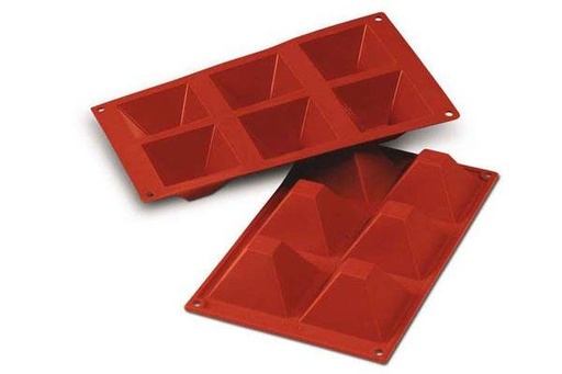 [57663812] SILIKOMART SF007 MOLD 6 PYRAMIDS 71 X 71 H 40MM 90ML NON-STICK GN1/3 -50° TO 250°