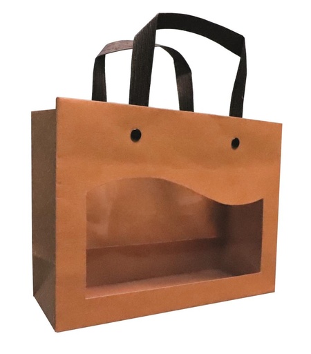 [41603031] SAC PAPIER KRAFT + FENETRE "DELICATESSEN"  20X7.5XH/15CM PAQUET DE 10 PCES