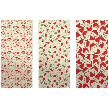 [08054425] 2046143 GEASSORTEERDE KERST TRANSFERVEL ROOD/GROEN 30X40CM 30 STUKS ***S/CD***