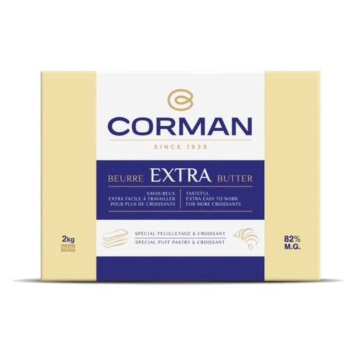[05010016] CORMAN BOTER EXTRA 82% BLADERDEEG & CROISSANT NEUTRAL 5 X 2KG 0029125 - 29777501 = KG