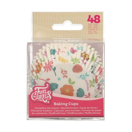 [08053457] FUNCAKES CUPCAKE CASE FLOWERS 48 PCES FOST+ INCLUDED