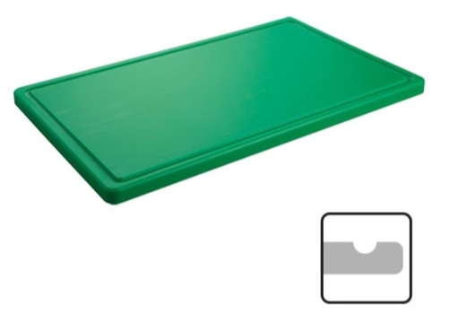 [50706074] CATERCHEF POLY BOARD GN1/1 GREEN 53X32.5X2CM WITH RIGOLE