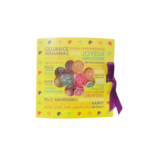 [14100645] LUCKY SWEET ASSORTIMENT SNOEP 65GR KAART "GELOUKKIGE VERJAARDAG"