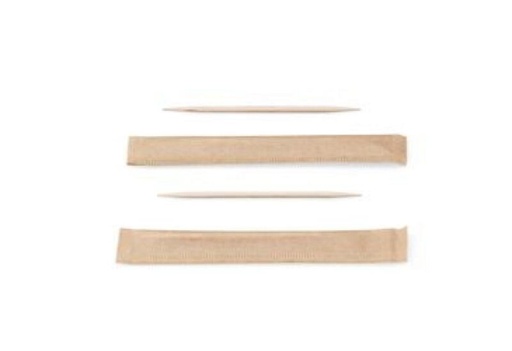 [53522255] SIER HOUTEN TANDENSTOKERS 65MM 2 PUNTEN INDIVIDUEEL VERPAKT DOOS VAN 1000 STUKS FOST+ INBEGREPEN