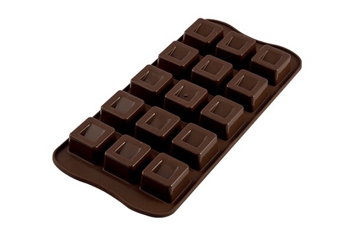 [70408050] +MOULE A PRALINE EN SILICONE BRUN CUBE SCG02