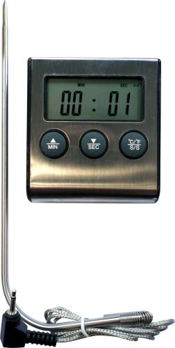 [52902043] DIGITAAL OVEN THERMOMETER MET INOX PEILLOOD 15CM, TIMER,CHRONOMETER EN ALARM VAN -50° TOT +300°=STUK