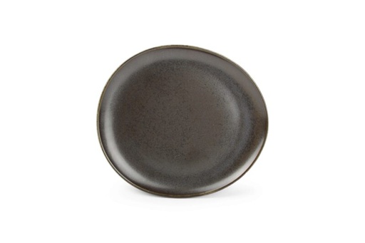 [60251203] F2D BLACK CERES ASSIETTE PLATE OVALISEE 25X23CM