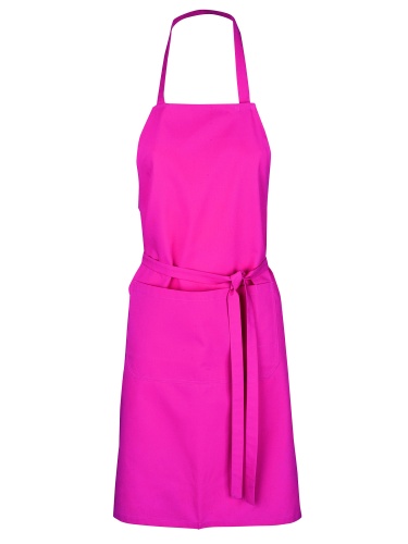 [53141046] TABLIER KARIBAN BAVETTE + POCHE FUCHSIA H90XL71CM POLYESTER/COTON