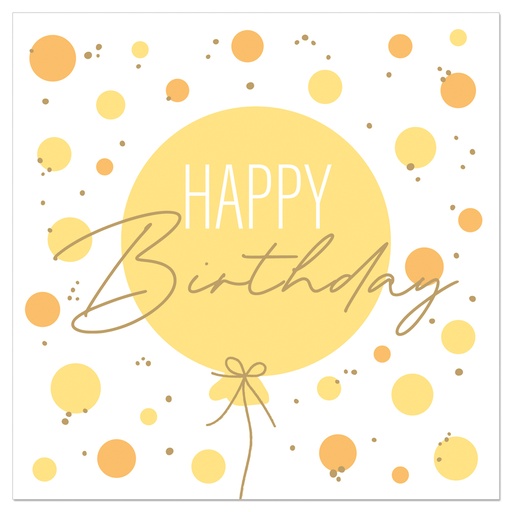 [60700813] ARTEBENE NAPKIN 33X33CM YELLOW BALLOON HAPPY BIRTHDAY 20PCS
