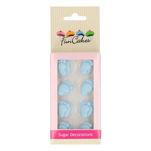 [08053287] FUNCAKES SUIKERDECORATIE BABY VOETJES BLAUW 16 STUKS