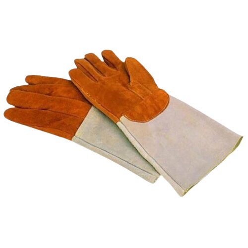 [53162055] DUBBEL LEER THERMISCHE BEVEILIGING HANDSCHOEN WEERSTAAT TOT 250° L40CM=EEN PAAR