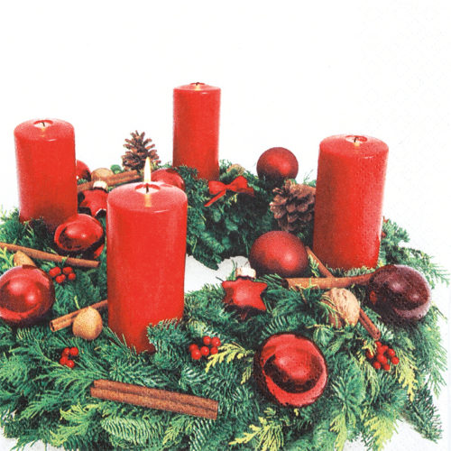 [60700759] HOME FASHION NAPKIN 33X33CM ADVENT WREATH PACK OF 20PCS