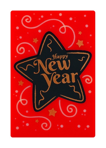 [08058093] 088101 PCB RECHTHOEKEN CB GLANZEND NEW YEAR  6X4CM 50ST ***S/CDE***