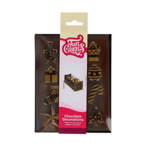[08076021] FUNCAKES DECORATIONS IN GOLD CHOCOLATE 12PCS
