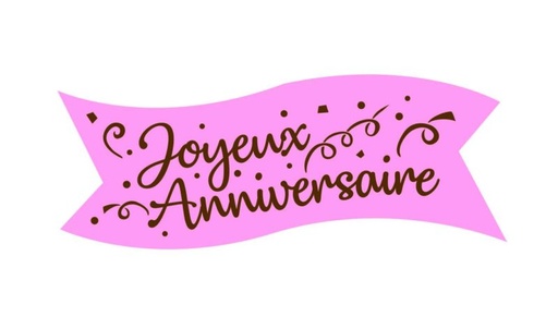 [08050275] BANDEROLE AZYME ROSE JOYEUX ANNIVERSAIRE 94X30MM 24 PCES