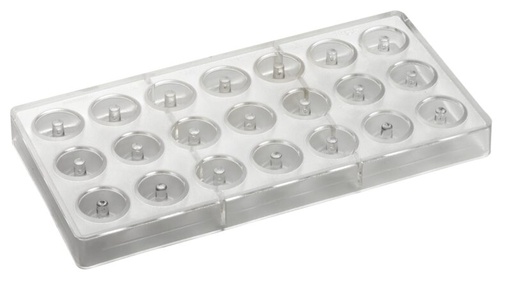 [70409602] MOULE PRALINE POLYCARBONATE ROND 275X135MM21 PRALINES DE 10GR**28.5MM X16HTMM