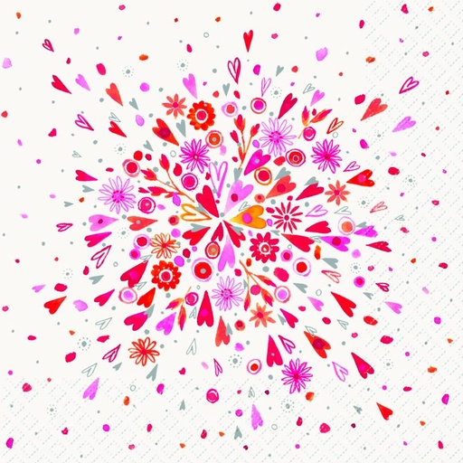 [60700674] STEWO NAPKIN 33X33CM HEARTS AND FLOWERS PACK OF 20PCS