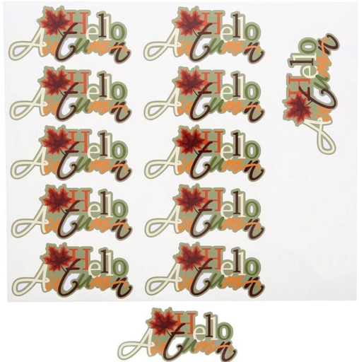 [60700524] AUTOCOLLANT HELLO AUTUMN 242X206MM FEUILLE DE 12 PCES
